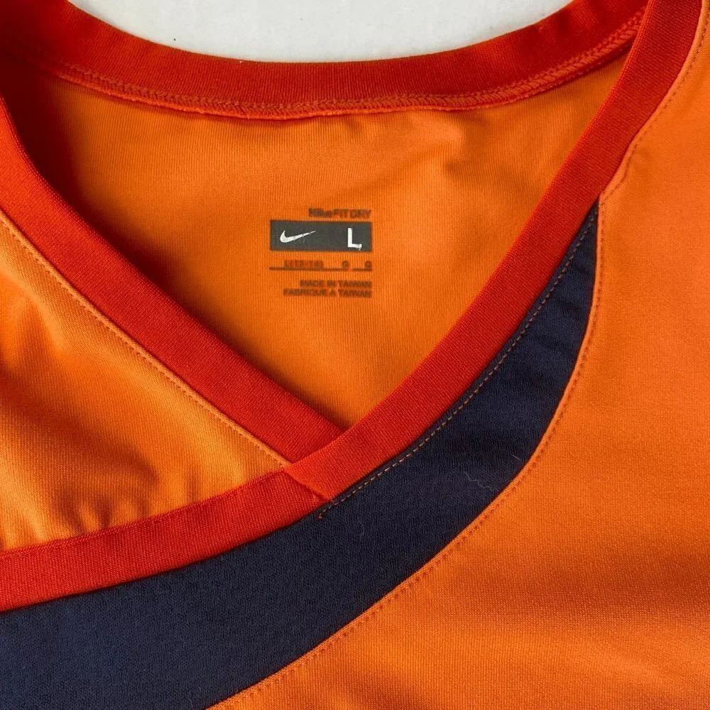 Nike Dri-FIT Orange Black Women Athletic Runner Shirt 3/4 Sleeve Performance Tee - Picture 4 of 10